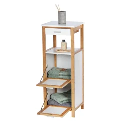 Wenko Regal Finja aus Bambus mit 2 Ablagen 2 Fächern und Schublade 34 x 89 x 30 cm