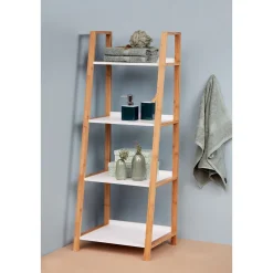 Wenko Regal Finja aus Bambus mit 4 Etagen 43 x 112 x 36 cm