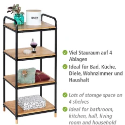 Wenko Regal Loft aus Bambus mit 4 Etagen Badezimmerregal Wohnregal