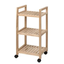 Wenko Rollregal 3 Etagen Acina Rollwagen Küchen-Regal Badezimmer-Regal auf Rollen FSC