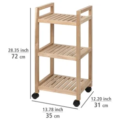 Wenko Rollregal 3 Etagen Acina Rollwagen Küchen-Regal Badezimmer-Regal auf Rollen FSC