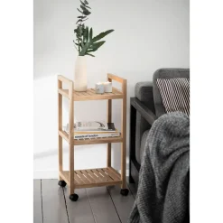 Wenko Rollregal 3 Etagen Acina Rollwagen Küchen-Regal Badezimmer-Regal auf Rollen FSC