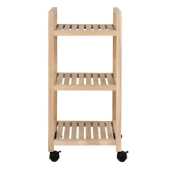 Wenko Rollregal 3 Etagen Acina Rollwagen Küchen-Regal Badezimmer-Regal auf Rollen FSC