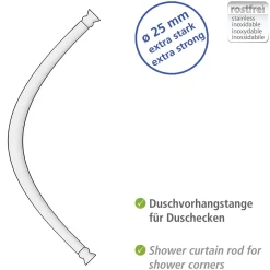 Wenko Rundduschstange Chrom 80 x 80 / 90 x 90 cm