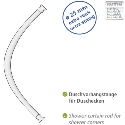 Wenko Rundduschstange Weiß 80 x 80 / 90 x 90 cm