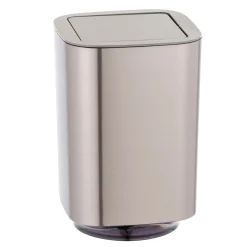 Wenko Schwingdeckeleimer Auron Silber Kosmetikeimer mit Schwingdeckel 5,5 l