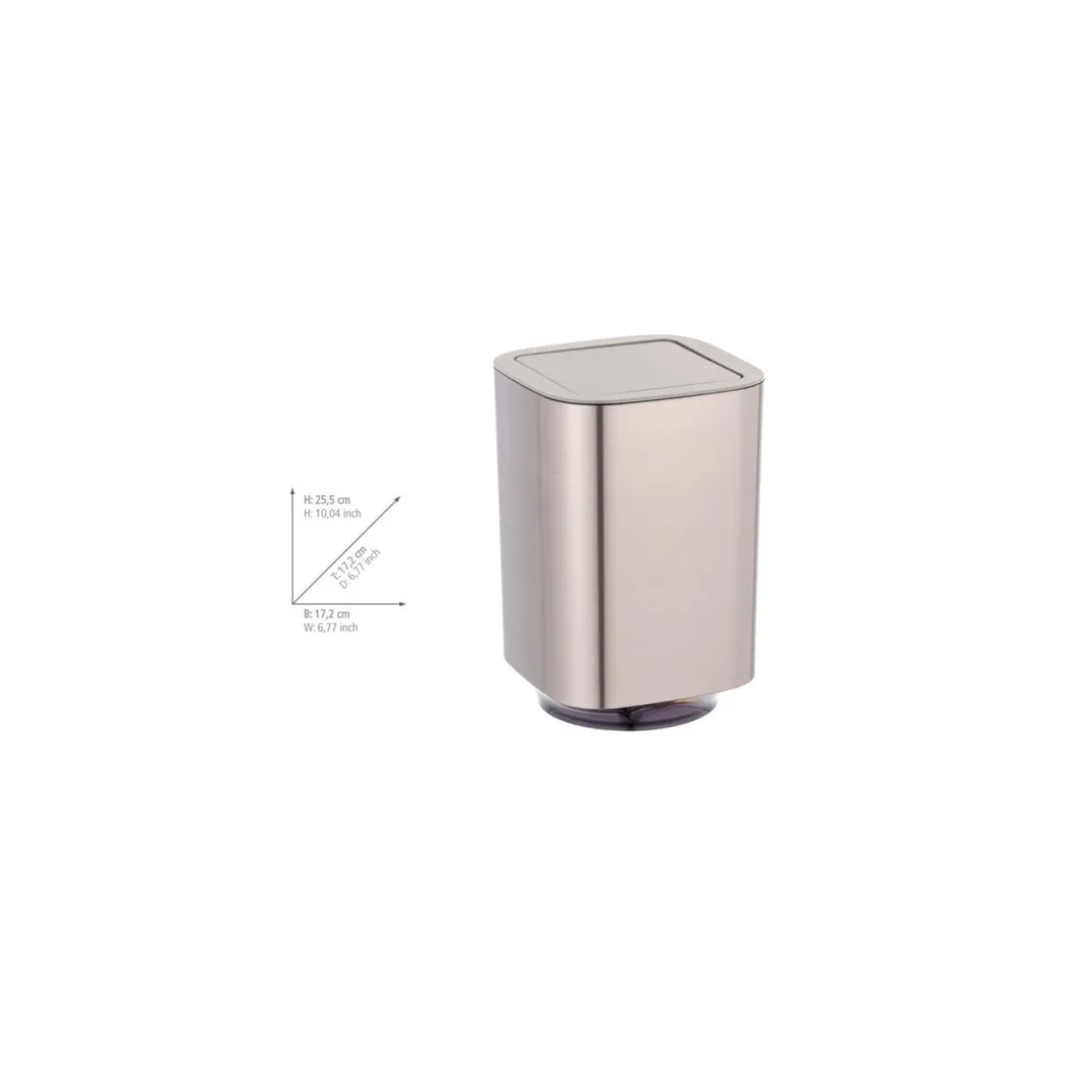 Wenko Schwingdeckeleimer Auron Silber Kosmetikeimer mit Schwingdeckel 5,5 l