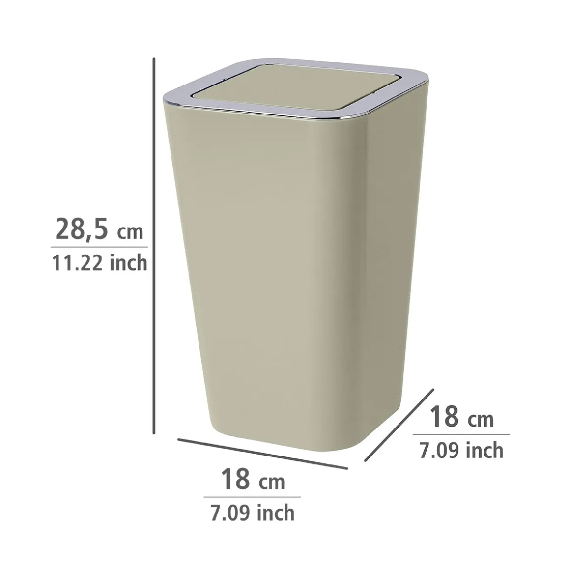 Wenko Schwingdeckeleimer Candy Taupe 6 L