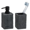 Wenko Seifenspender und Zahnputzbecher Villata Grau 2-teiliges Set