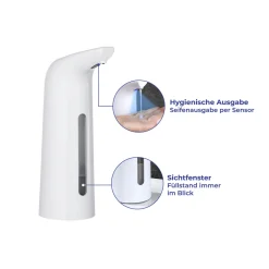 Wenko Sensor Desinfektionsmittel- und Seifenspender Larino automatischer Infrarot Seifen-Dosierer und Desinfektionsspender Füllmenge 400 ml