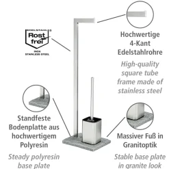 Wenko Stand WC-Garnitur Granit Edelstahl rostfrei