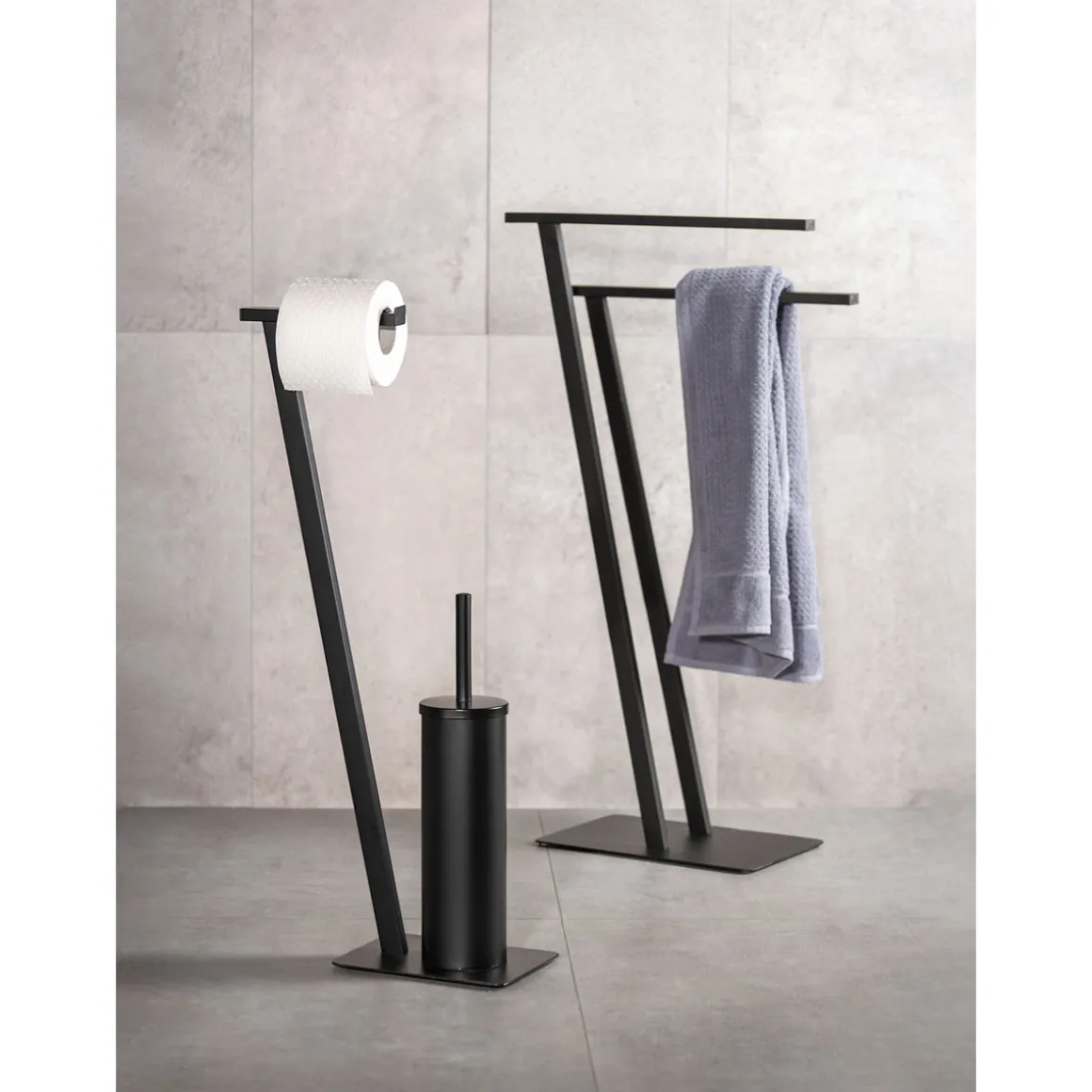 Wenko Stand WC-Garnitur Lirio Schwarz matt