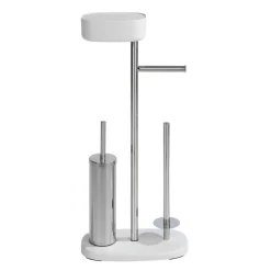 Wenko Stand WC-Garnitur mit Box Rivazza Weiß integrierter Toilettenpapierhalter Ersatzrollenhalter und WC-Bürstenhalter mit Ablagebox