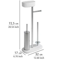 Wenko Stand WC-Garnitur mit Box Rivazza Weiß integrierter Toilettenpapierhalter Ersatzrollenhalter und WC-Bürstenhalter mit Ablagebox