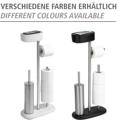 Wenko Stand WC-Garnitur mit Box Rivazza Weiß integrierter Toilettenpapierhalter Ersatzrollenhalter und WC-Bürstenhalter mit Ablagebox