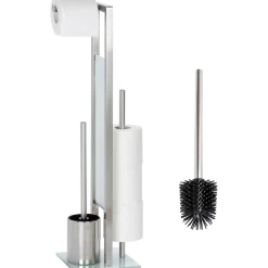 Wenko Stand WC-Garnitur Rivalta Edelstahl Matt inklusive Ersatzbürste rostfrei