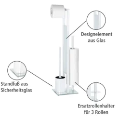 Wenko Stand WC-Garnitur Rivalta Weiß integrierter Toilettenpapierhalter und WC-Bürstenhalter
