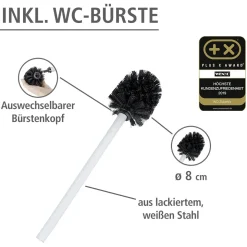 Wenko Stand WC-Garnitur Rivalta Weiß integrierter Toilettenpapierhalter und WC-Bürstenhalter