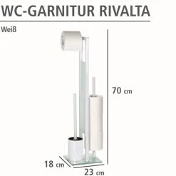 Wenko Stand WC-Garnitur Rivalta Weiß integrierter Toilettenpapierhalter und WC-Bürstenhalter