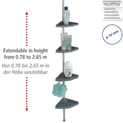 Wenko Teleskop Duschecke Easy Silber mit 4 Ablagen