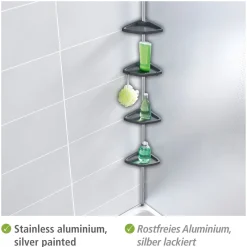 Wenko Teleskop Duschecke Easy Silber mit 4 Ablagen