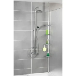 Wenko Teleskop Duschecke Easy Silber mit 4 Ablagen