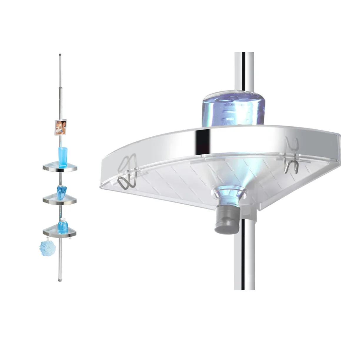 Wenko Teleskop Duschecke Premium glänzend mit 3 Ablagen und Spiegel