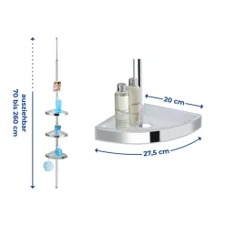 Wenko Teleskop Duschecke Premium glänzend mit 3 Ablagen und Spiegel