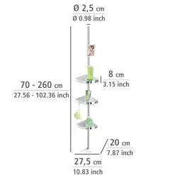 Wenko Teleskop Duschecke Premium glänzend mit 3 Ablagen und Spiegel