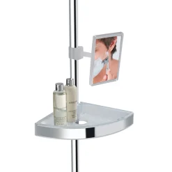 Wenko Teleskop Duschecke Premium glänzend mit 3 Ablagen und Spiegel