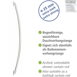 Wenko Teleskop-Badewannenstange bogenförmig Chrom 110 - 200 cm