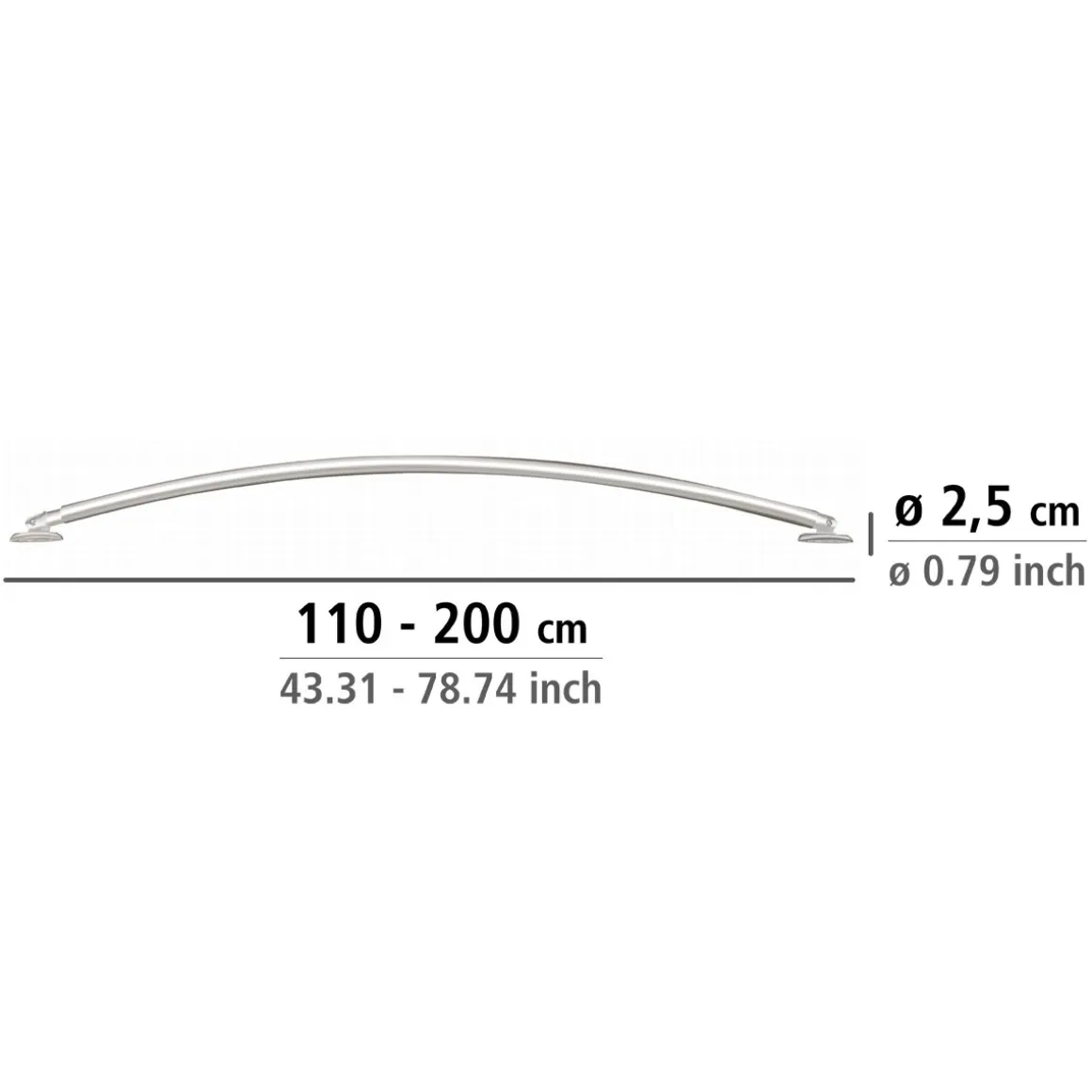 Wenko Teleskop-Badewannenstange bogenförmig Chrom 110 - 200 cm