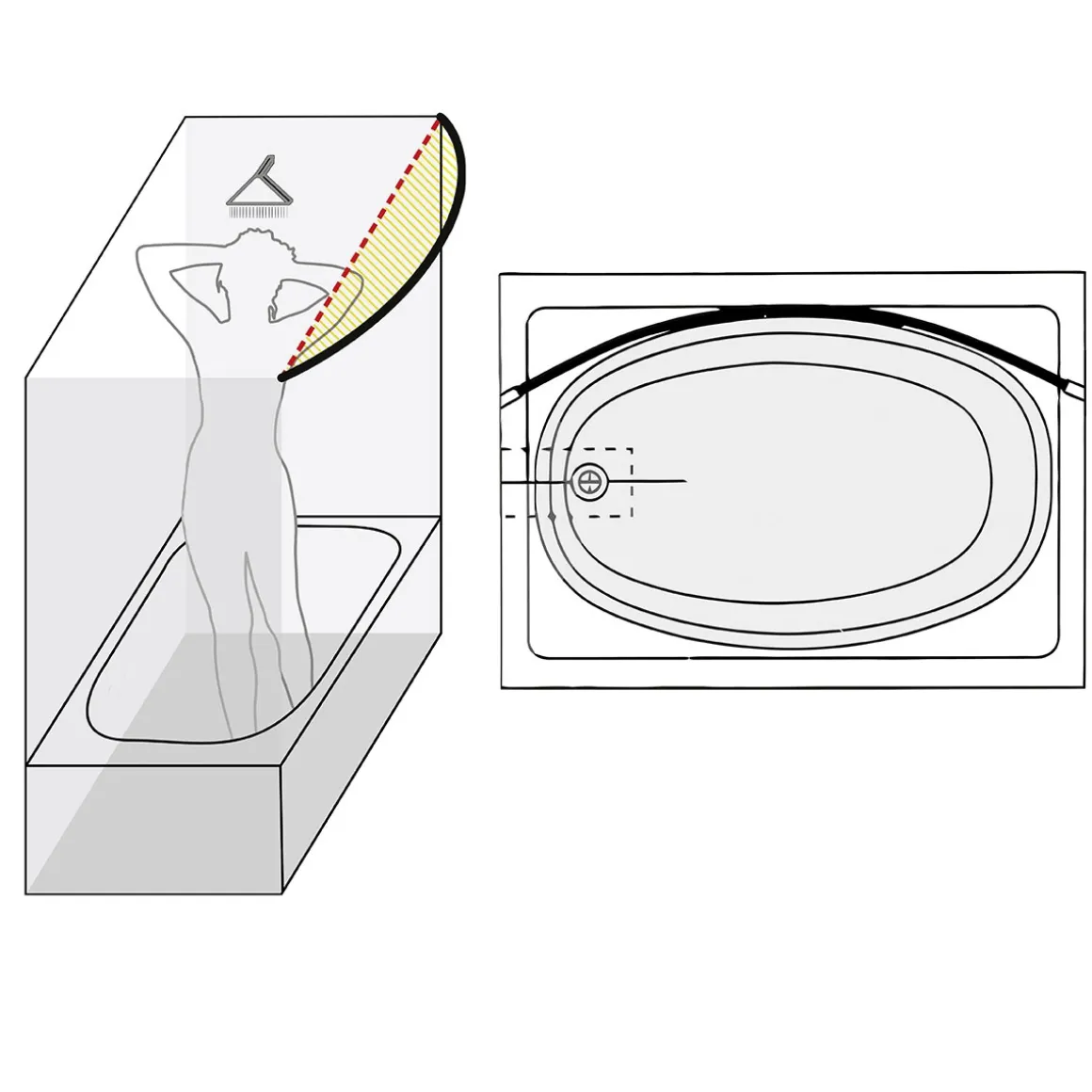 Wenko Teleskop-Badewannenstange bogenförmig Chrom 110 - 200 cm