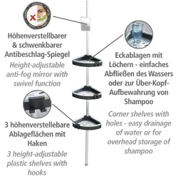 Wenko Teleskop-Duschecke Wave mit 3 Ablagen und Spiegel