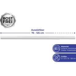 Wenko Teleskop-Duschschiene Era Weiß 75-125 cm Duschvorhang-Schiene