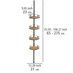 Wenko Teleskop-Eckregal Dolcedo aus Bambus und Edelstahl rostfrei Duschregal