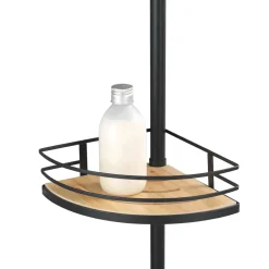 Wenko Teleskop-Eckregal Dolcedo aus Bambus und Edelstahl rostfrei Duschregal