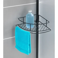 Wenko Teleskop-Eckregal Dolcedo Edelstahl Schwarz matt rostfrei Duschregal