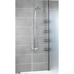 Wenko Teleskop-Eckregal Dolcedo Edelstahl Schwarz matt rostfrei Duschregal