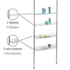 Wenko Teleskopregal Ellera mit 2 Ablagen und 2 Körben