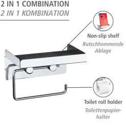 Wenko Toilettenpapierhalter 2 in 1 Edelstahl rostfrei