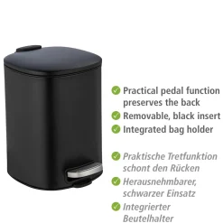 Wenko Treteimer Alassio Schwarz 5 L Easy-Close Absenkautomtik