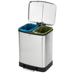 Wenko Treteimer Studio Easy-Close Duo Edelstahl 2 x 12 L rostfrei Absenkautomatik