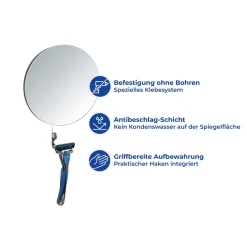 Wenko Turbo-Loc Antibeschlagspiegel Edelstahl Befestigen ohne bohren
