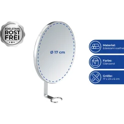 Wenko Turbo-Loc Antibeschlagspiegel Edelstahl Befestigen ohne bohren