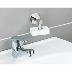 Wenko Turbo-Loc Edelstahl Magnetseifenhalter glänzend Seifenhalter mit Magnet und Turbo-Loc Wandbefestigung zum Ankleben
