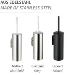 Wenko Turbo-Loc Edelstahl WC-Garnitur Orea Black Matt geschlossen WC-Bürstenhalter Befestigen ohne bohren