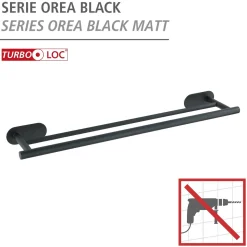 Wenko Turbo-Loc Edelstahl Badetuchstange Duo Orea Black Matt Handtuchstange Befestigen ohne bohren