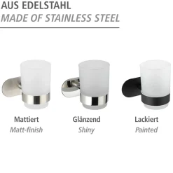 Wenko Turbo-Loc Edelstahl Zahnputzbecherhalter Uno Orea Black Matt Zahnbürstenhalter Befestigen ohne bohren