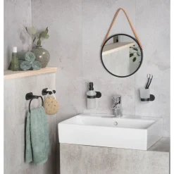 Wenko Turbo-Loc Edelstahl Zahnputzbecherhalter Uno Orea Black Matt Zahnbürstenhalter Befestigen ohne bohren